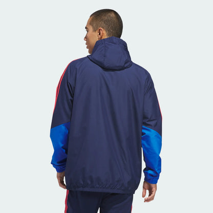 Chaqueta Colombia Azul Oscuro Impermeable Capucha Encauchetada