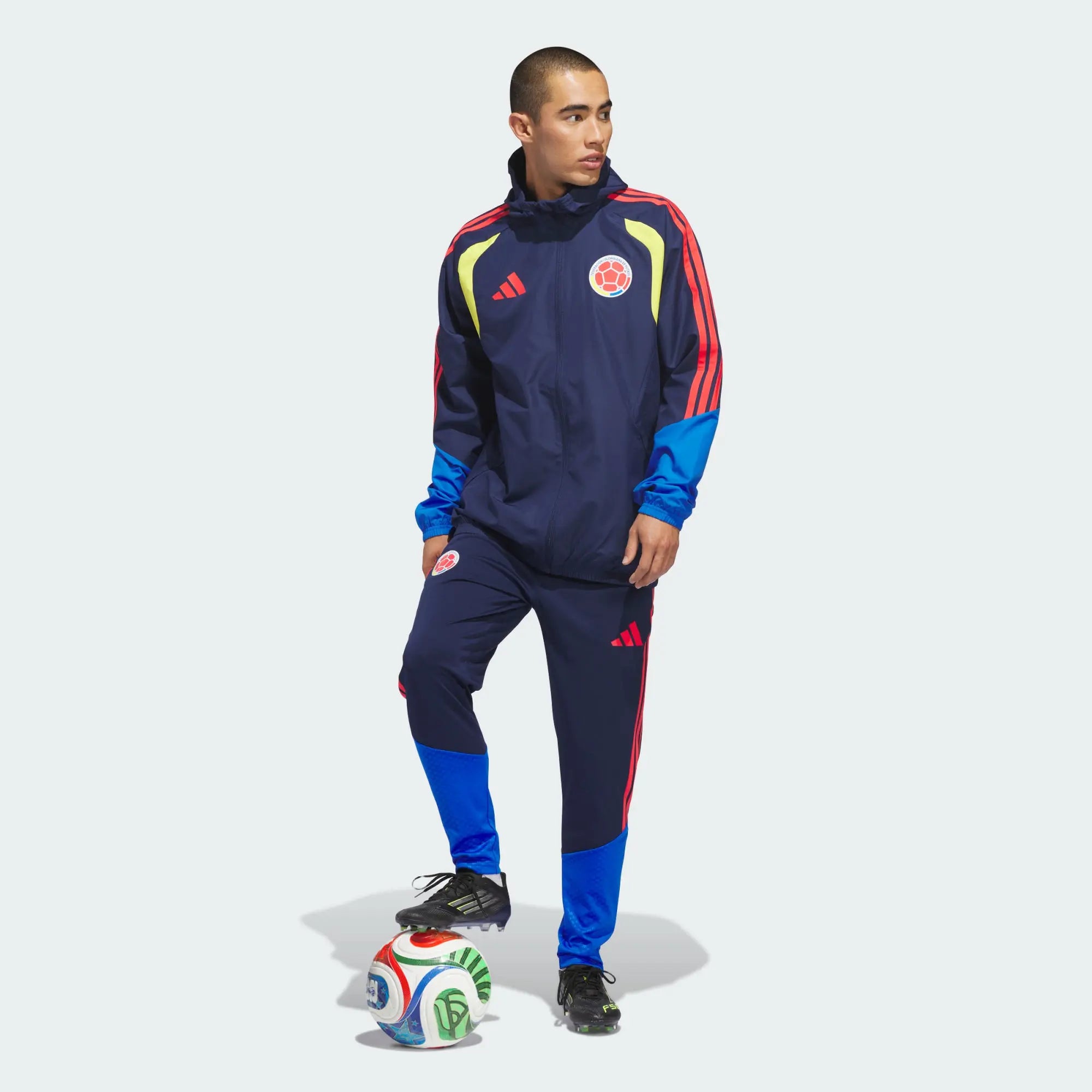 Chaqueta Colombia Azul Oscuro Impermeable Capucha Encauchetada