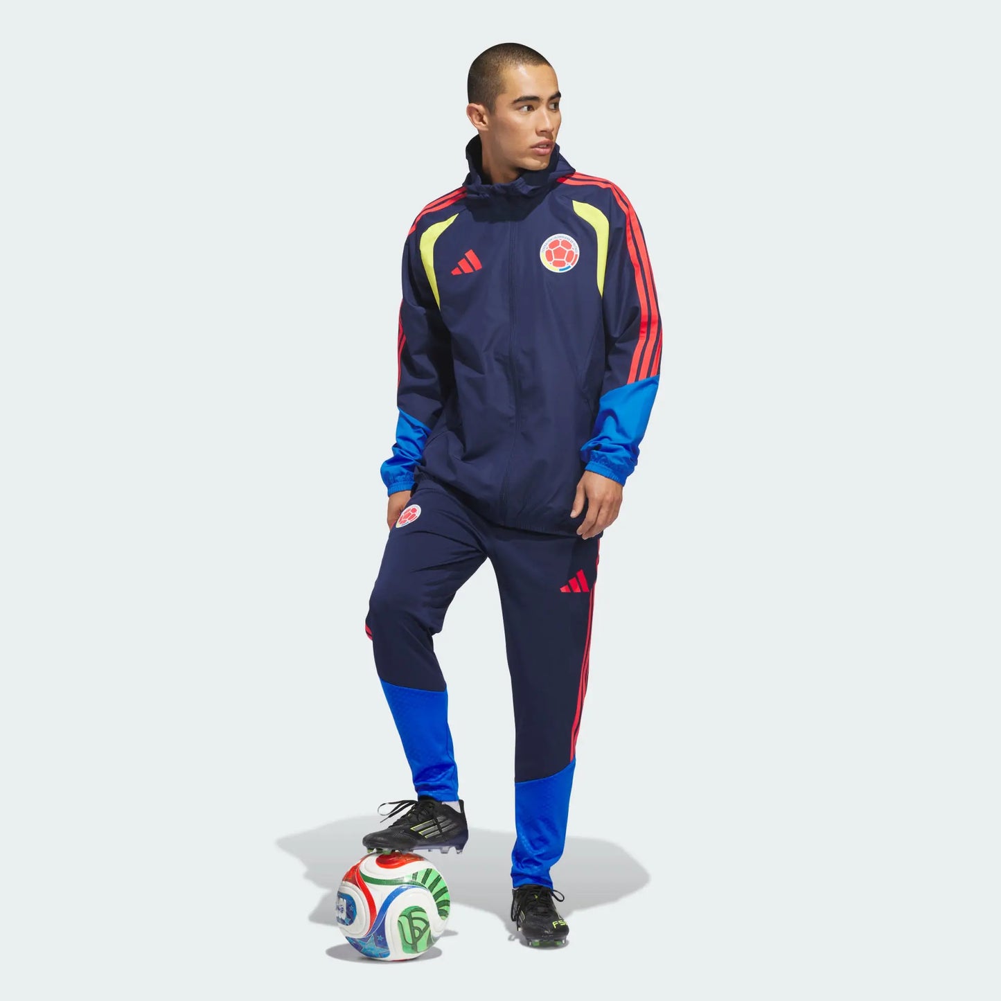 Chaqueta Colombia Azul Oscuro Impermeable Capucha Encauchetada