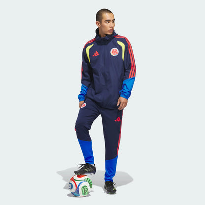 Chaqueta Colombia Azul Oscuro Impermeable Capucha Encauchetada