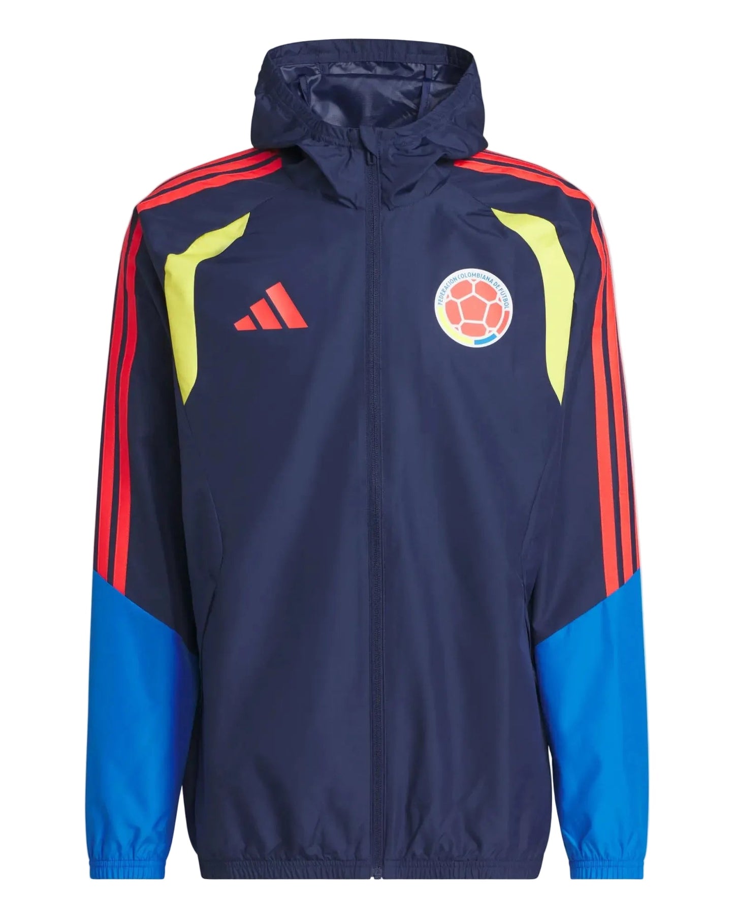Chaqueta Colombia Azul Oscuro Impermeable Capucha Encauchetada
