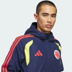 Chaqueta Colombia Azul Oscuro Impermeable Capucha Encauchetada