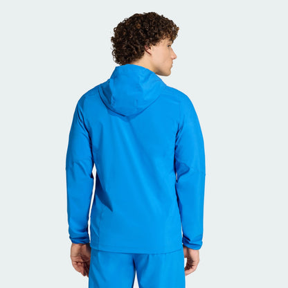 Chaqueta Colombia Azul Vivo Impermeable Capucha Encauchetada