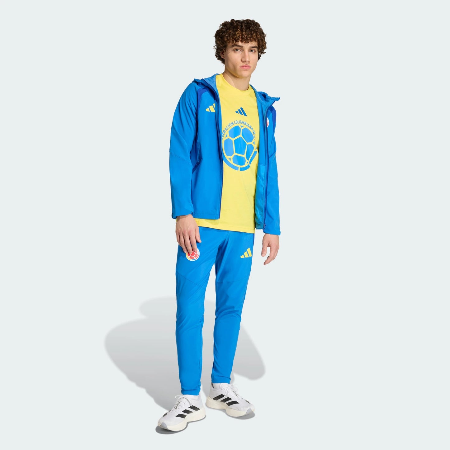 Chaqueta Colombia Azul Vivo Impermeable Capucha Encauchetada