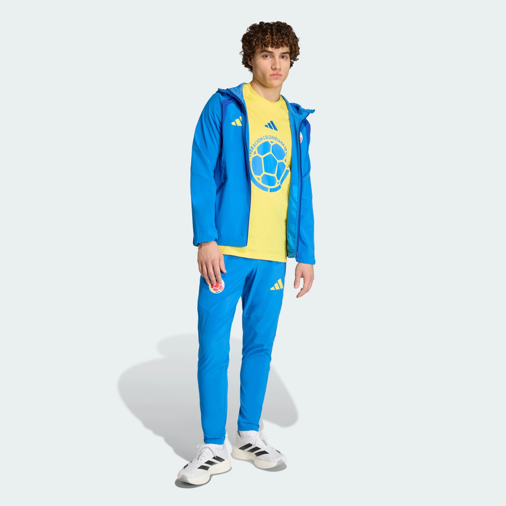 Chaqueta Colombia Azul Vivo Impermeable Capucha Encauchetada