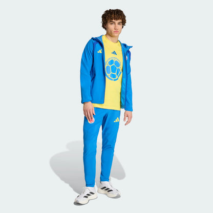 Chaqueta Colombia Azul Vivo Impermeable Capucha Encauchetada