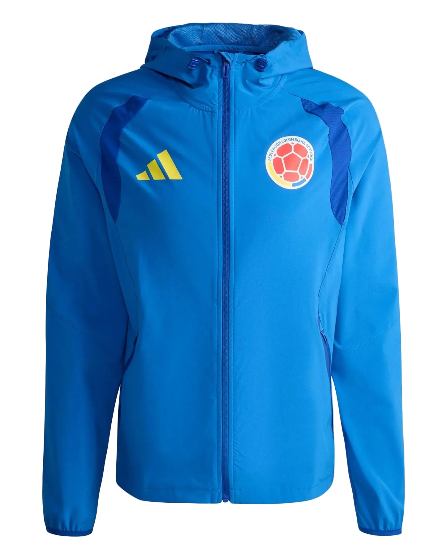 Chaqueta Colombia Azul Vivo Impermeable Capucha Encauchetada
